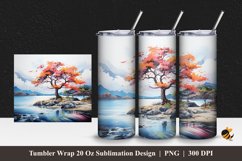Beach Tree Tumbler Wrap Sublimation Design 1 Product Image 1