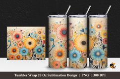 Floral Batik Tumbler Wrap Sublimation Design 1 Product Image 1
