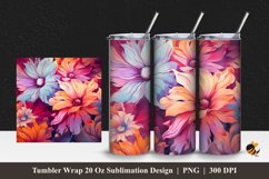 Rainbow flower Tumbler Wrap Sublimation Design 1 Product Image 1