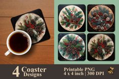 Winter Pine Fruit Coaster Sublimation Designs Product Image 1