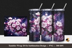 Airbrush Sakura Tumbler Wrap Sublimation Design 1 Product Image 1