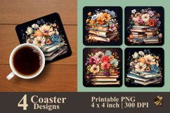 Blooming Knowledge Coaster Sublimation Design Product Image 1