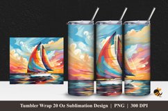 Colorful Sail Tumbler Wrap Sublimation Design 1 Product Image 1