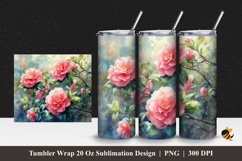 Nature Camelia Tumbler Wrap Sublimation Design 1 Product Image 1