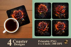 Dark Flame Rose Coaster Sublimation Designs Product Image 1