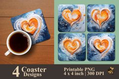 White Orange Love Textured Coaster Sublimation Designs Product Image 1
