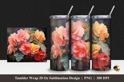 Begonia Flower Tumbler Wrap Sublimation Design 1 Product Image 1