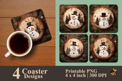 Wood Slice Snowman Coaster Sublimation Designs Product Image 1