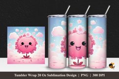 Happy Flower Tumbler Wrap Sublimation Design 1 Product Image 1