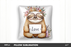 Sloth with Love Quote, Valentine Love Pillow PNG Product Image 1