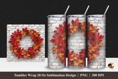Wreath And Wall Tumbler Wrap Sublimation Design 1 Product Image 1