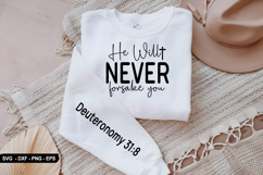 He Will Never Forsake You - Christian Sleeve T-Shirt Design Product Image 1