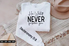 He Will Never Forsake You - Christian Sleeve T-Shirt Design Product Image 1