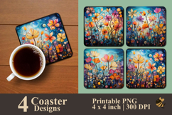 Floral Texture Coaster Sublimation Design Product Image 1