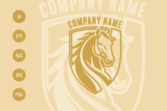 Regal Golden Horse Head Shield Emblem Design Product Image 1
