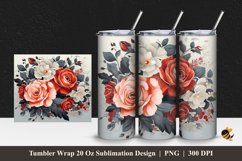 Roses Bloom Illustration Tumbler Wrap Sublimation Design 1 Product Image 1
