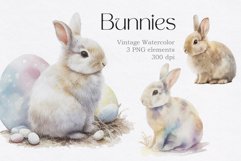 Vintage Watercolor Bunny Animals Clipart Product Image 1