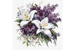 11 Purple Flowers Bouquet Clipart, Violet Floral Product Image 2