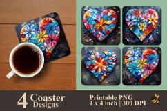 Heart Love Coaster Sublimation Designs Product Image 1