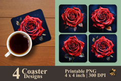 Red Velvet Rose Nebula Coaster Sublimation Design Product Image 1