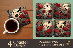 Haunted Rose Garden Coaster Sublimation Design Product Image 1