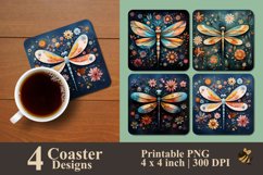 Cute Dragonfly Coaster Sublimation Designs Product Image 1