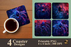Glowing Spider Coaster Sublimation Design Product Image 1