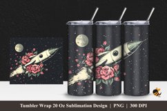 Handdrawn Rocket Tumbler Wrap Sublimation Design 1 Product Image 1