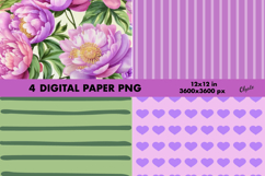 Peony Digital Paper PNG. Spring Digital Paper Product Image 1