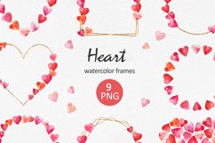 Watercolor Heart Frames - Valentine Clipart Product Image 1