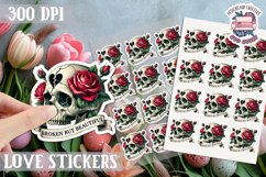 Love sticker Sheet Valentine Day Lovers Gothic Skull PNG Product Image 1