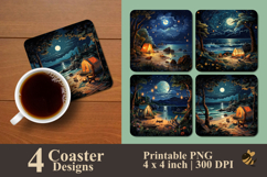 Seaside Camping Fun Coaster Sublimation Design Product Image 1