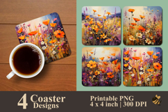 Painting Wildflower Coaster Sublimation Design Product Image 1