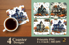 Halloween House Coaster Sublimation Design Product Image 1
