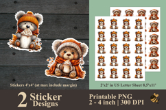 Cute Bear And Mug Sticker Designs PNG Product Image 1