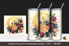 Moon Flower Art Tumbler Wrap Sublimation Design 1 Product Image 1