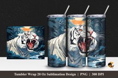 White Tiger in The River Tumbler Wrap Sublimation Design 1 Product Image 1