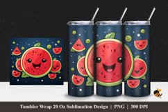 Cute Watermelon Tumbler Wrap Sublimation Design 1 Product Image 1