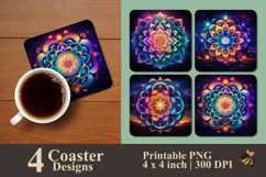 Free Spirit Mandala Coaster Sublimation Design Product Image 1
