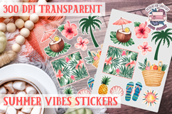 Summer Vibes sticker sheet Summer Scrapbook PNG Product Image 1