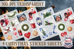 Christmas Watercolor Sticker Sheet Winter 4 PNG Product Image 1