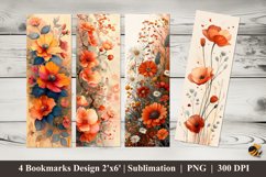 Beautiful Floral Bookmarks Sublimation Design Product Image 1