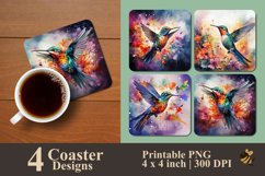 Hummingbird With Effect Coaster Sublimation Designs Product Image 1