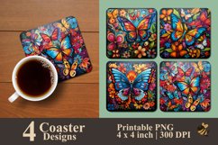 Colorful Butterfly Coaster Sublimation Designs Product Image 1