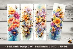 Bees Flowers Bookmarks Sublimation Design Product Image 1