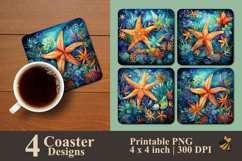 Star Fish Coaster Sublimation Design Product Image 1