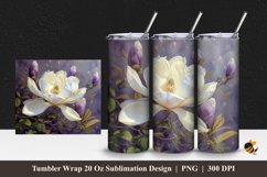 Realistic Magnolia Tumbler Wrap Sublimation Design 1 Product Image 1
