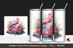 Stork Flowers Tumbler Wrap Sublimation Design 1 Product Image 1