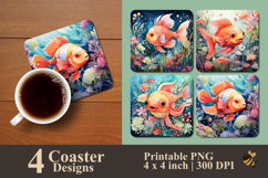 Fish In The Coral Bloom Coaster Sublimation Design Product Image 1