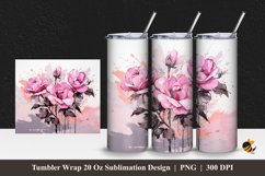 Artistic Flower Tumbler Wrap Sublimation Design 1 Product Image 1